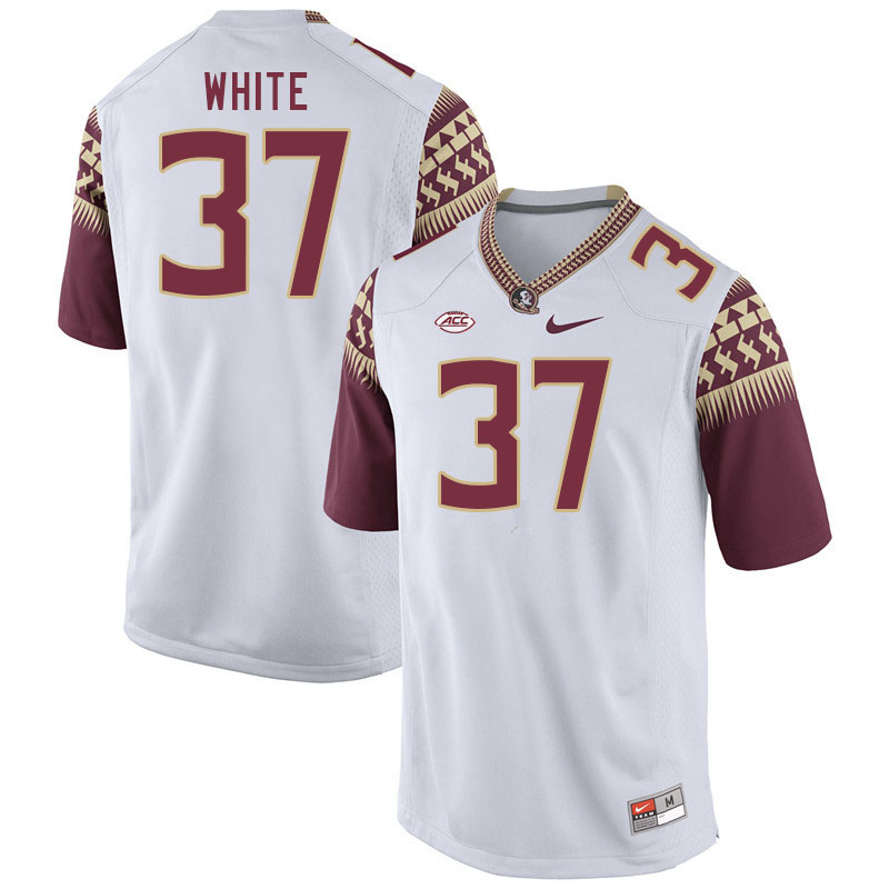 Men #37 Christian White Florida State Seminoles College Football Jerseys Stitched-White - Click Image to Close